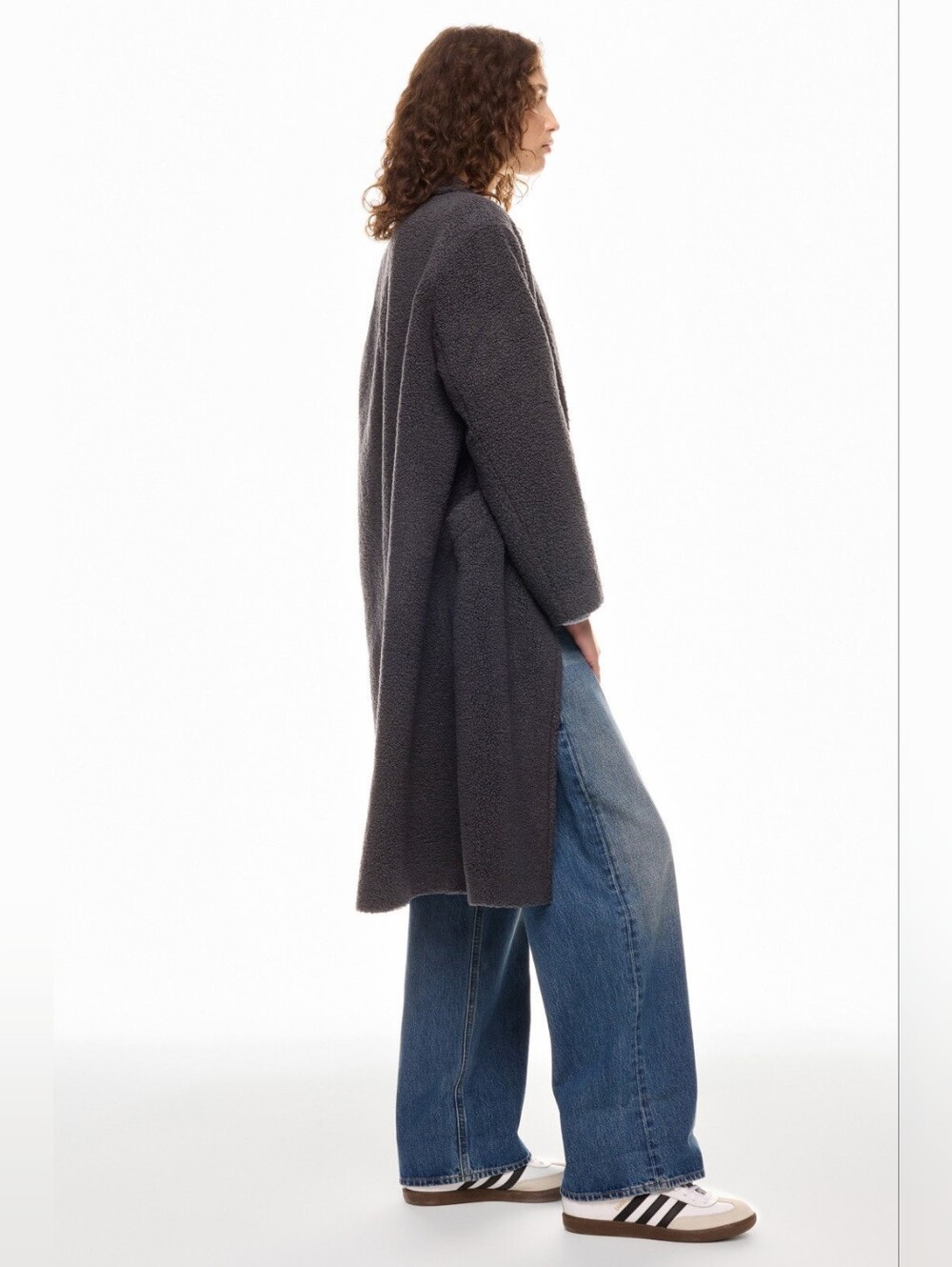 🩶Splendid Sivan Boucle Cozy Warm Grey Plush Coat - xl